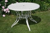 ROUND WHITE kovový záhradný stôl priemer 105 cm