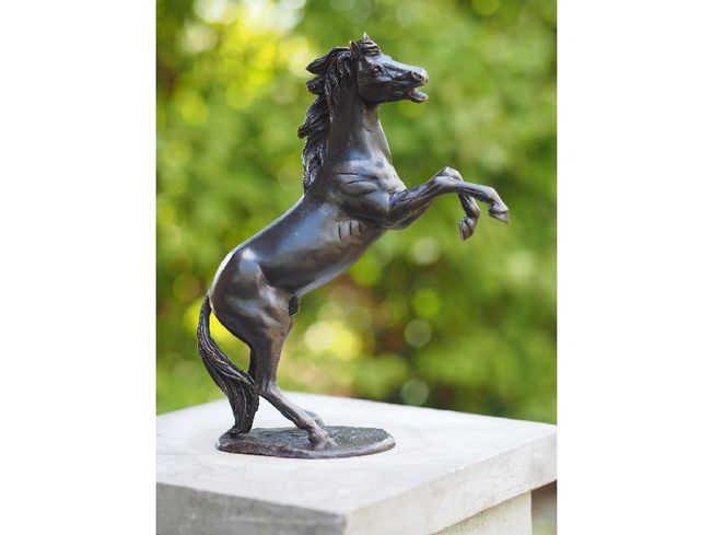 Záhradná bronzová dekorácia, kôň na zadných nohách, 24x7x19 cm