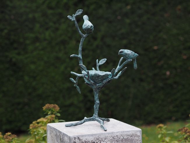 Záhradná bronzová dekorácia, napájadlo pre vtáčiky, 40x18x18 cm
